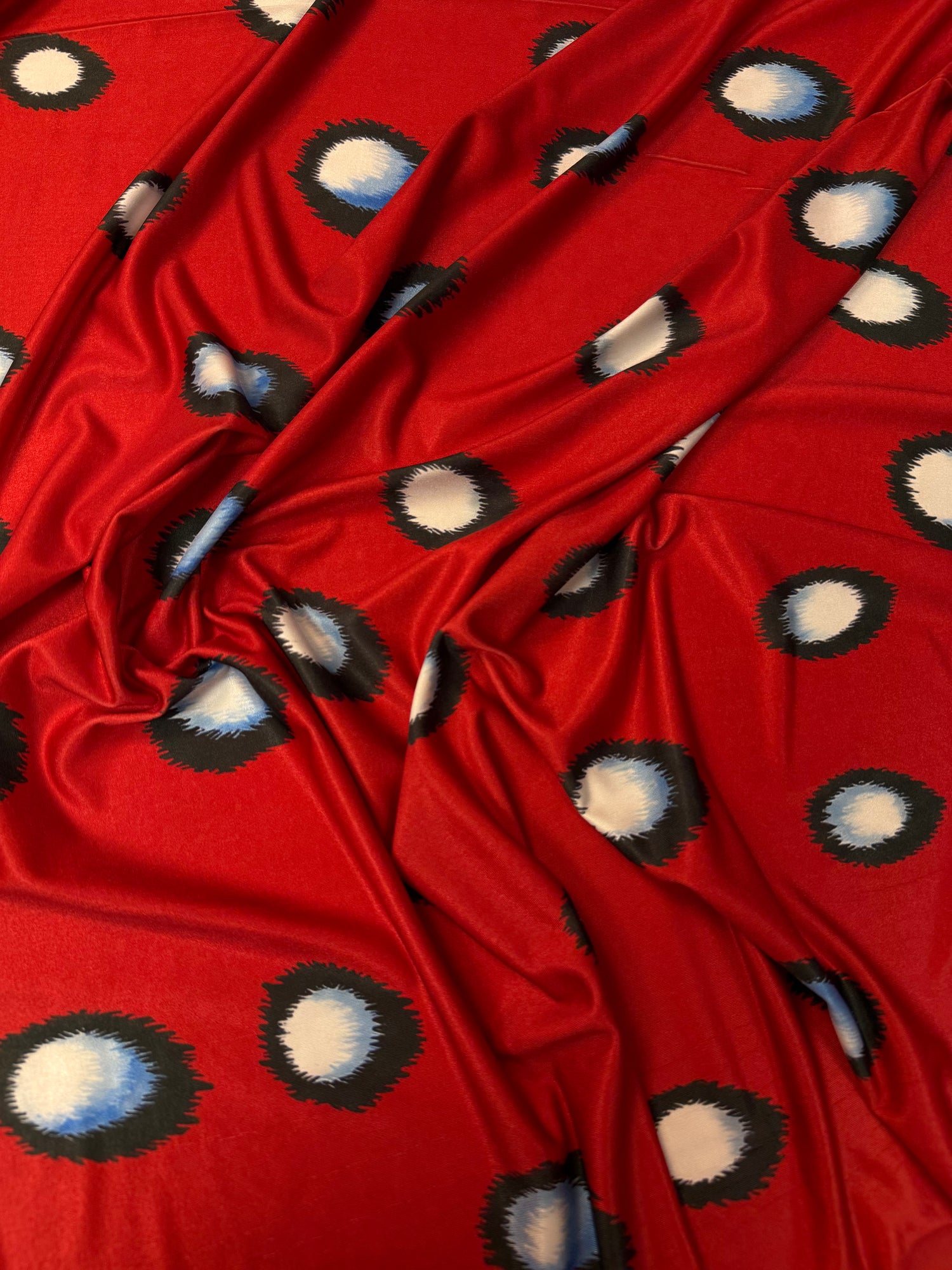 Red Abstract Polka Dot Fabric by the Metre