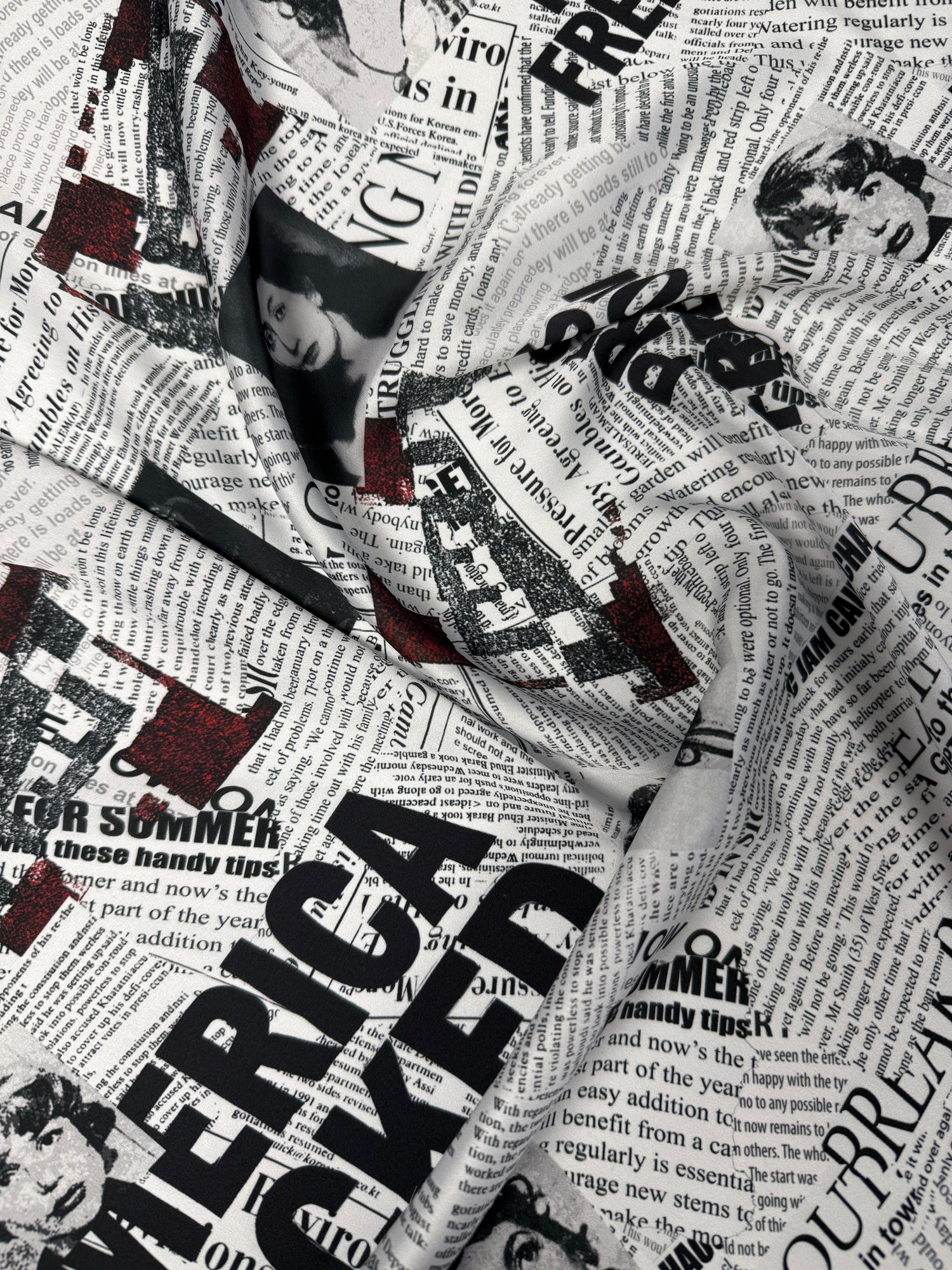 Newspaper Print Fabric for Trendy Clothing