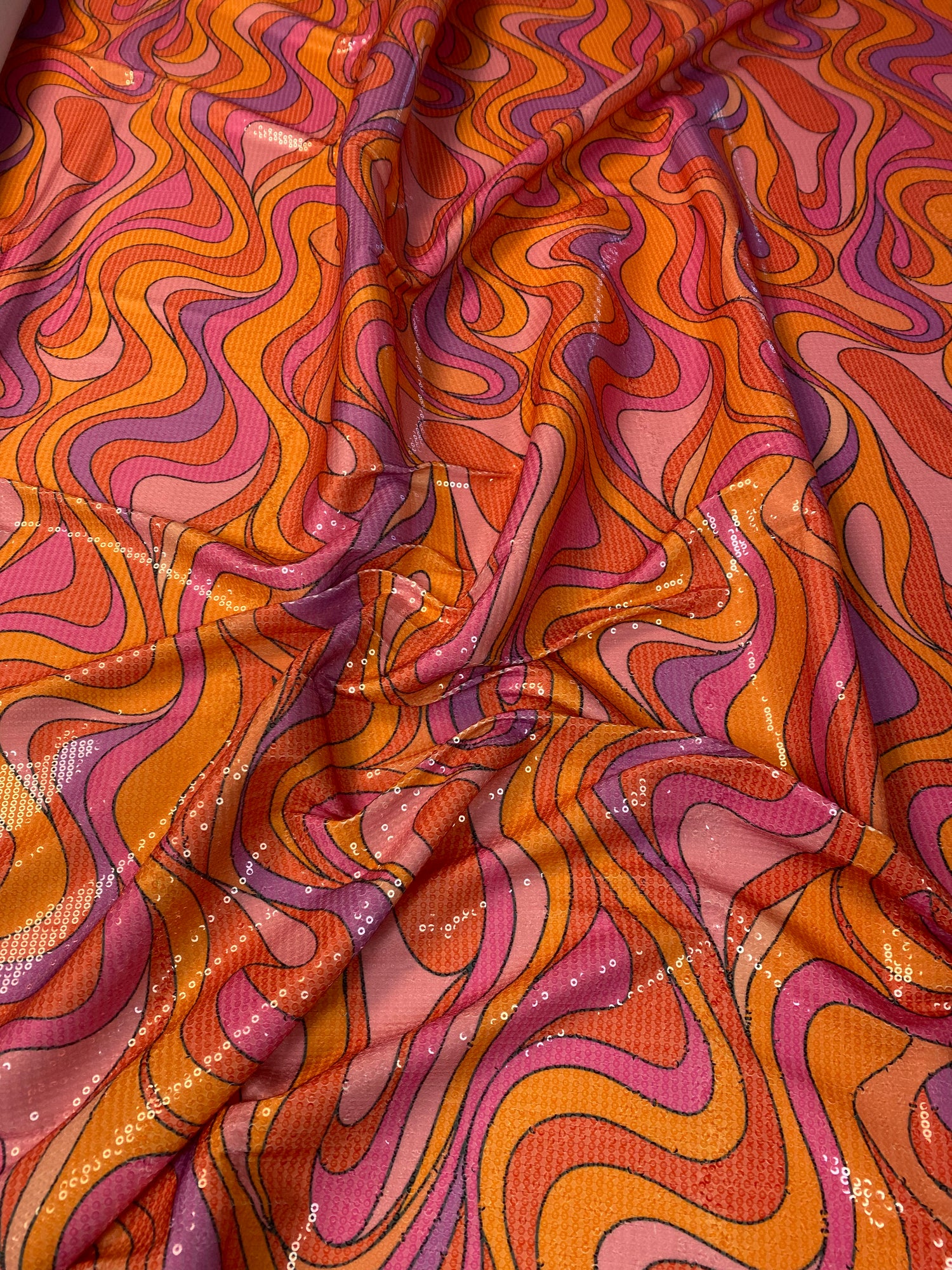 Retro Wavy Sequin Fabric for Dresses & Crafts