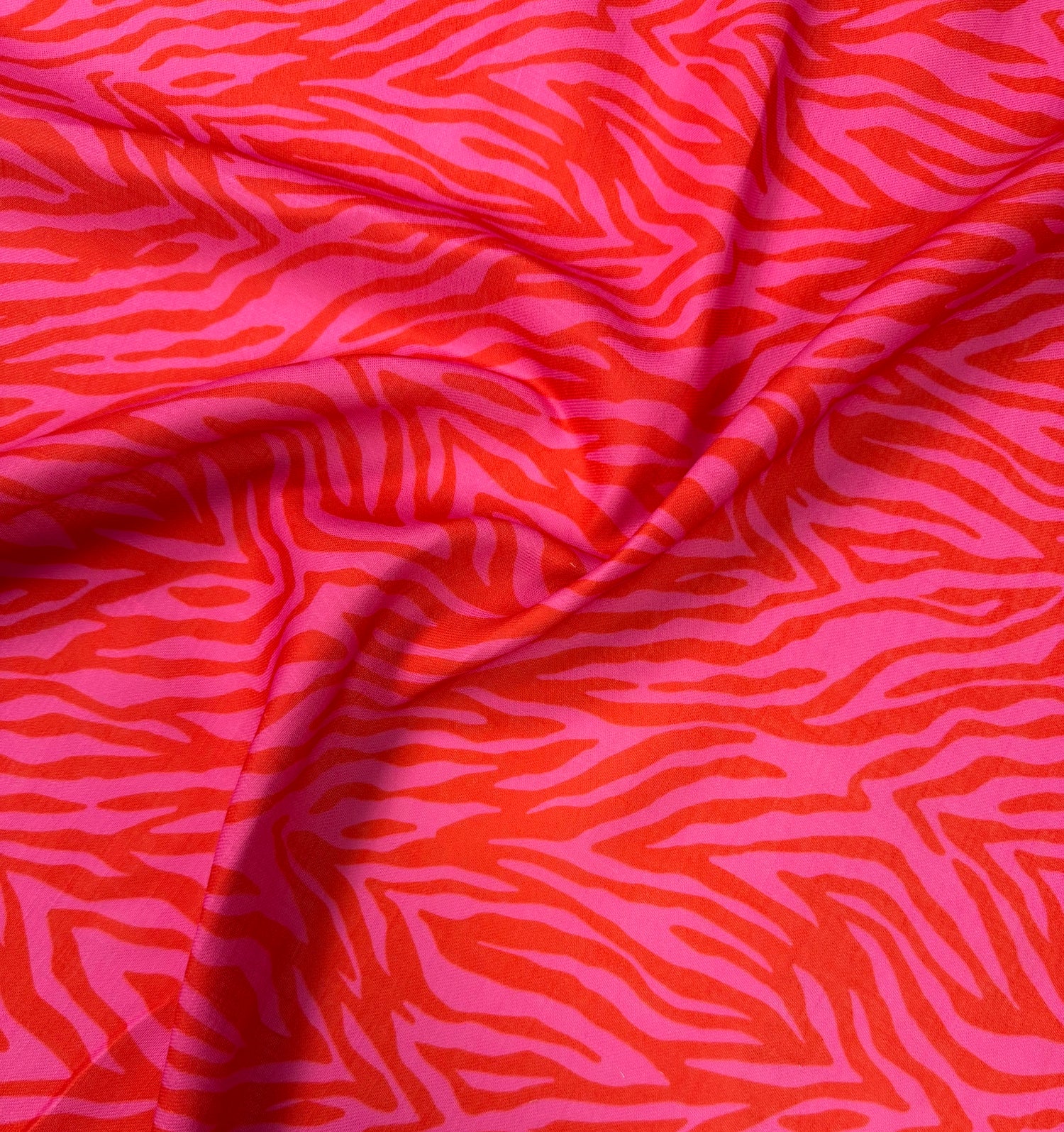 Pink Red Zebra Linen Fabric by the Metre
