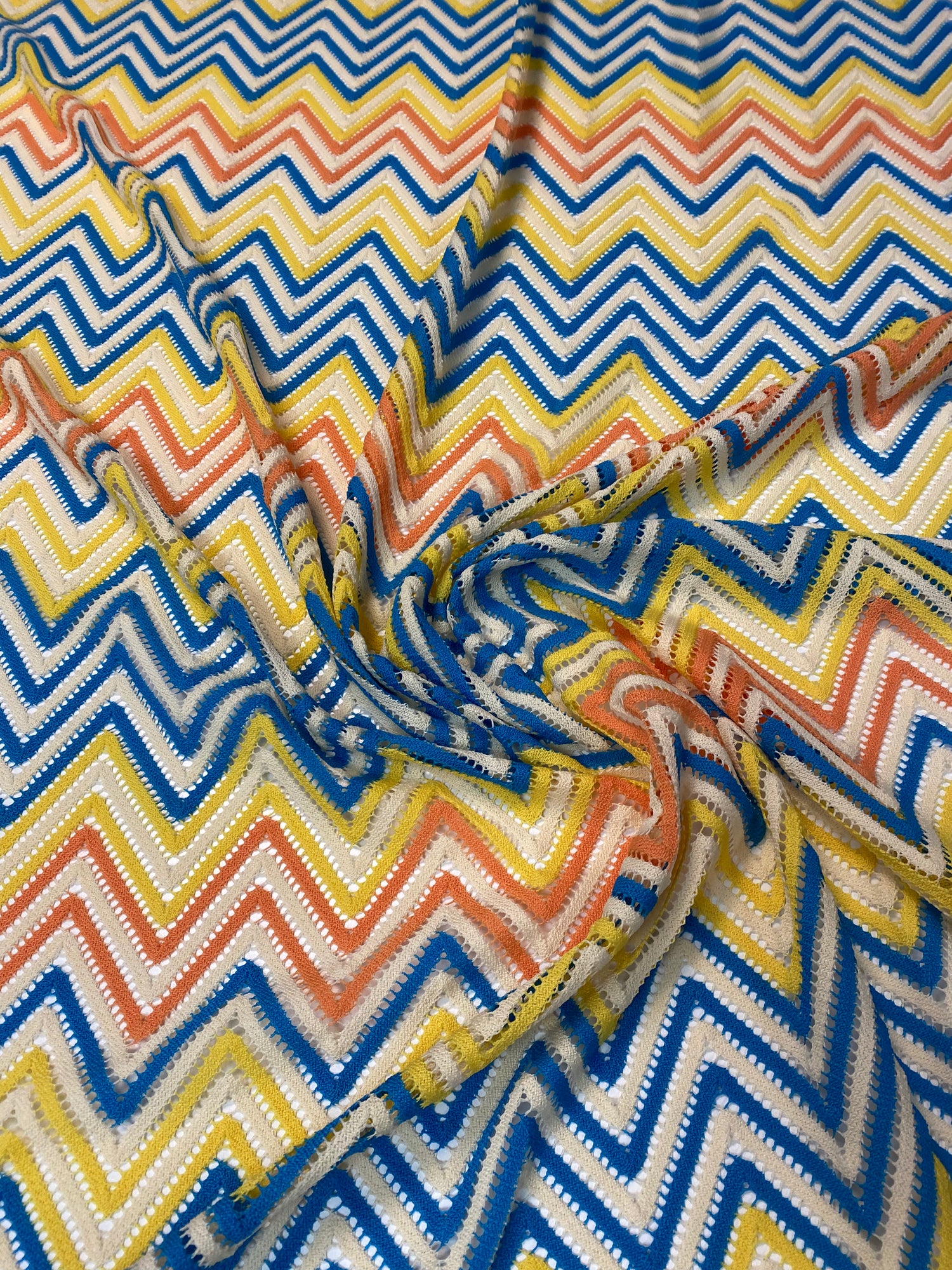 Chevron Stripe Zigzag Knit Mesh Fabric by the Metre