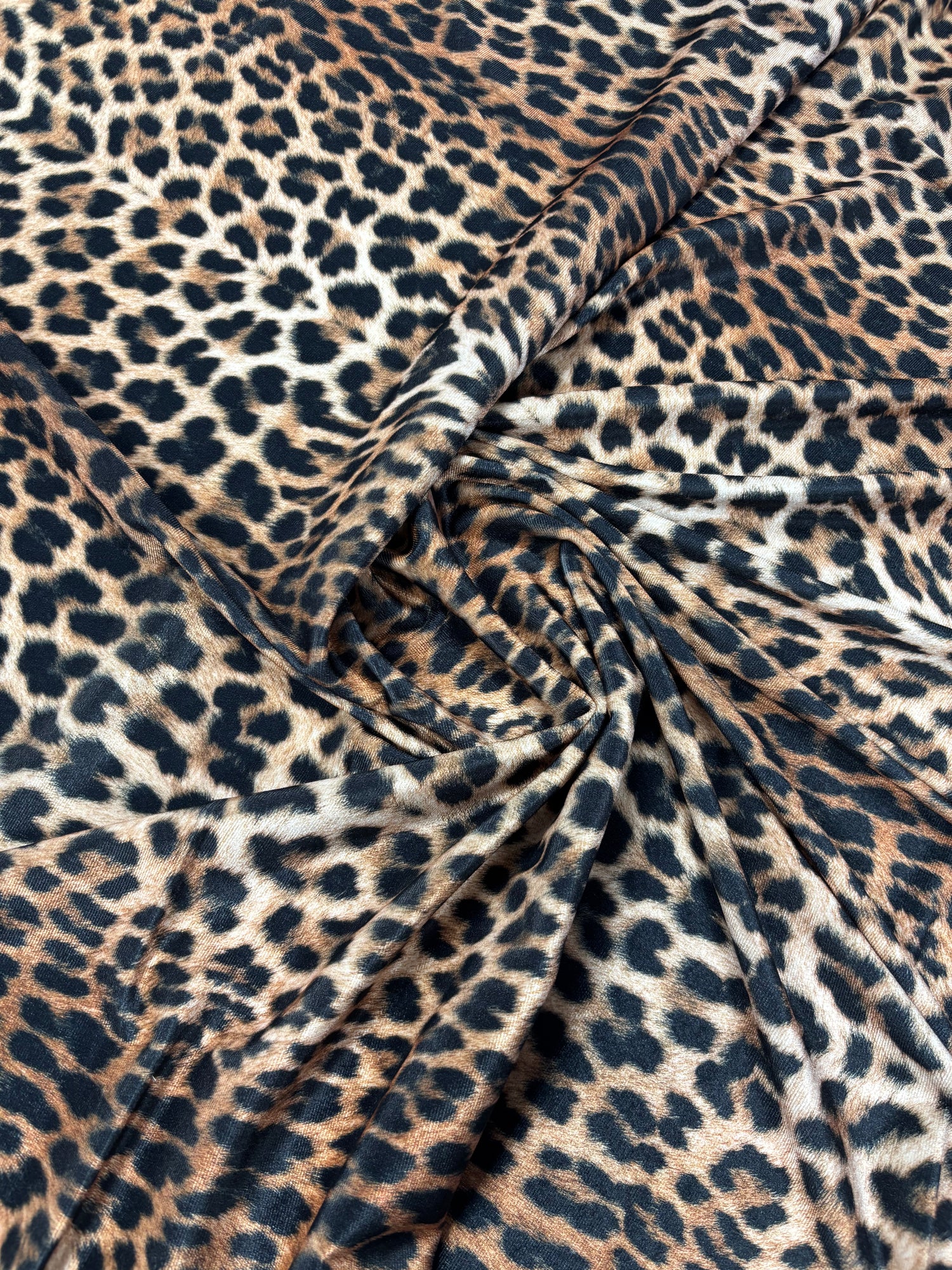 Leopard Pattern Stretch Velvet Fabric