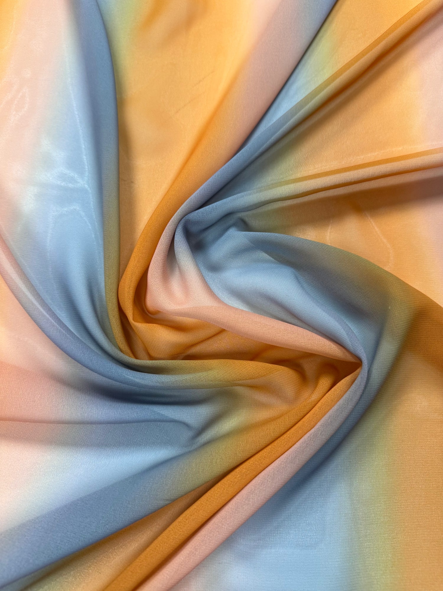 Pastel Gradient Stripe Fabric – Soft Drape Material