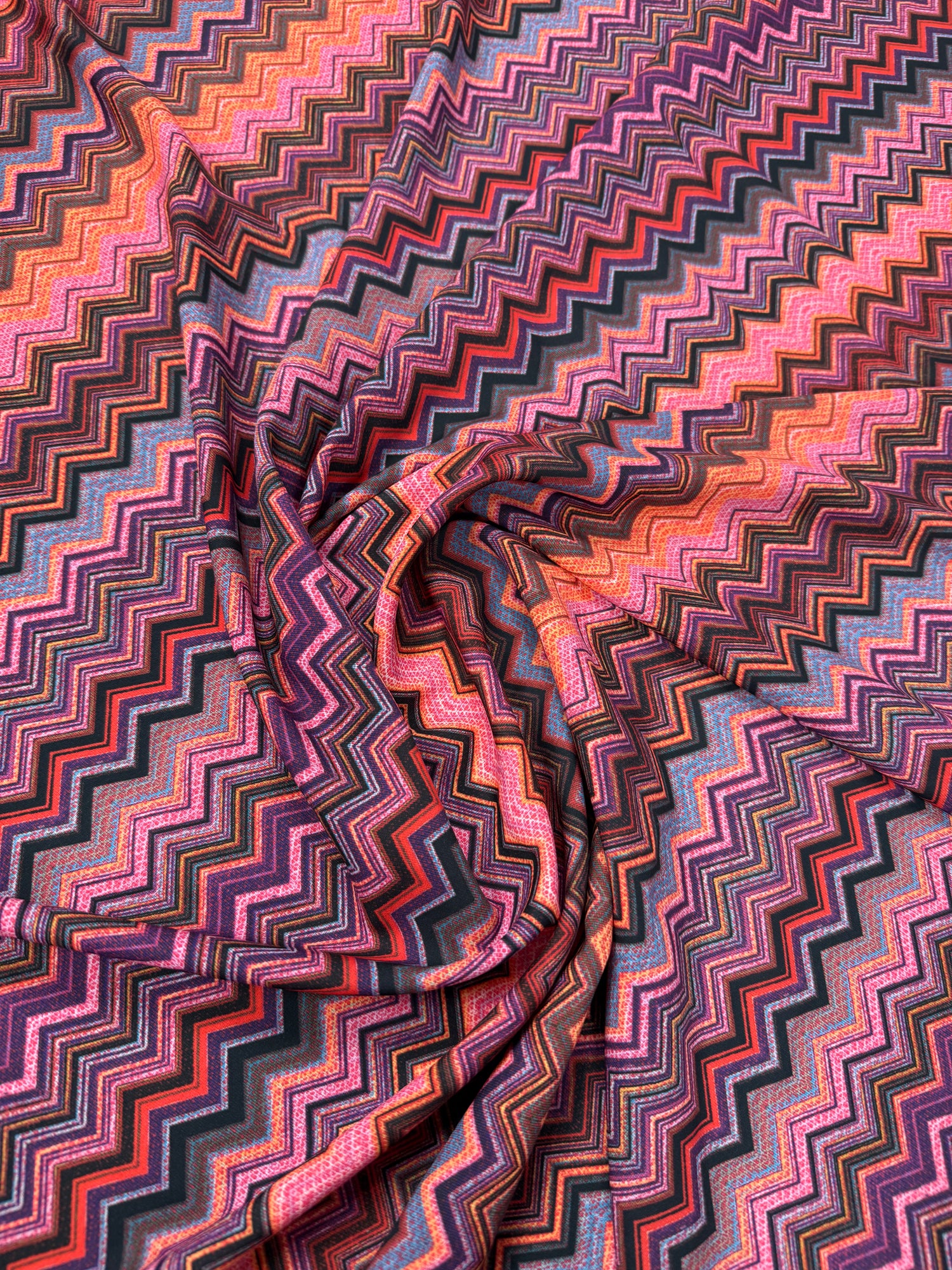 Zigzag Pattern Crepe Fabric by the Metre