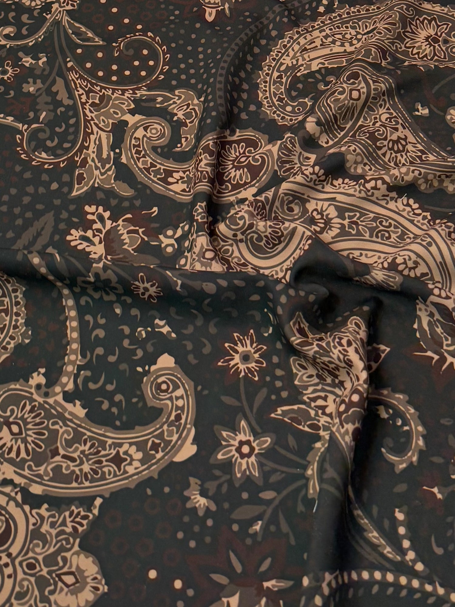Dark Brown Paisley Fabric by the Metre