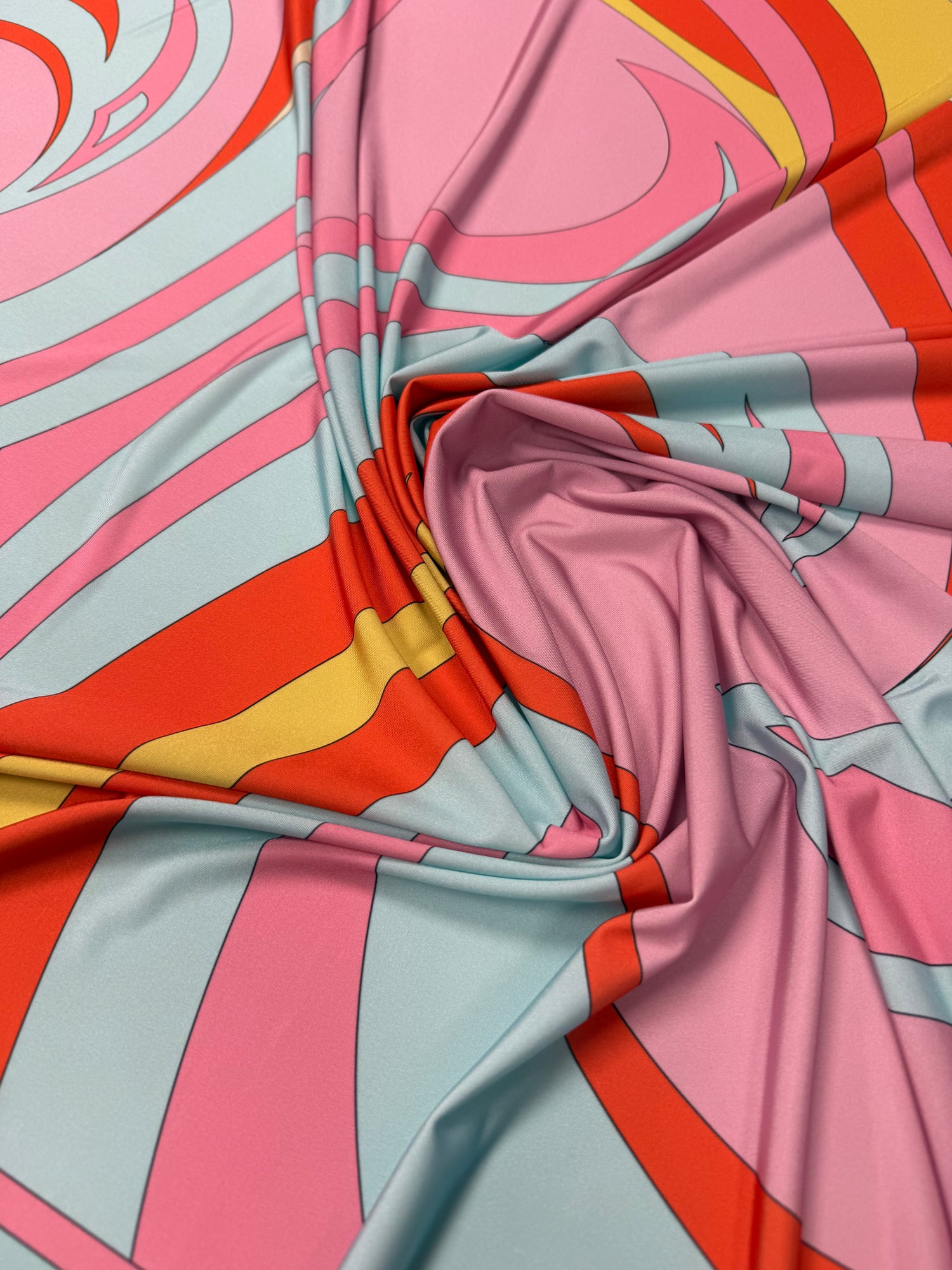 Retro Wave Print Stretch Spandex Fabric by the Metre