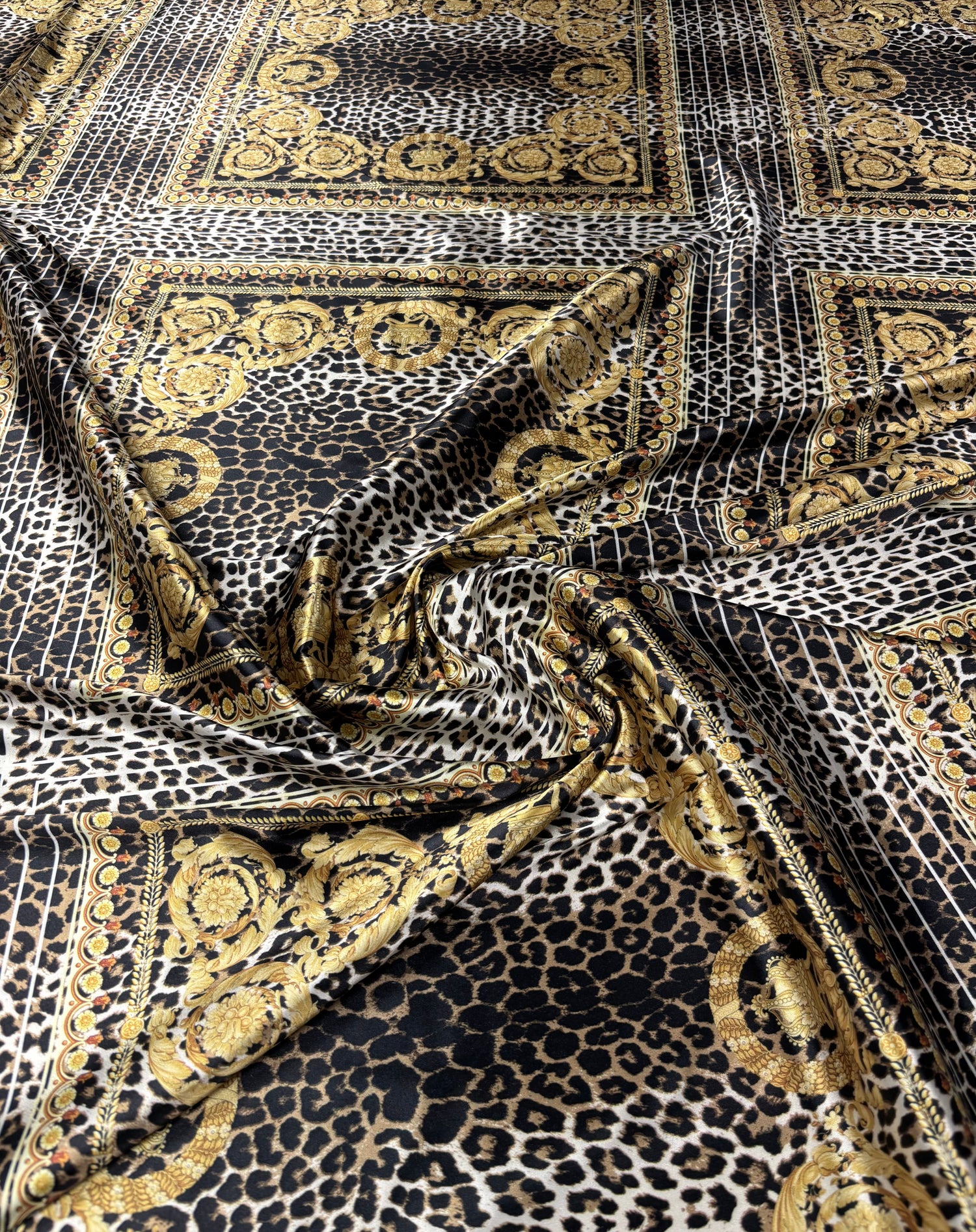 Chain Print Lycra Satin Fabric by the Metre
