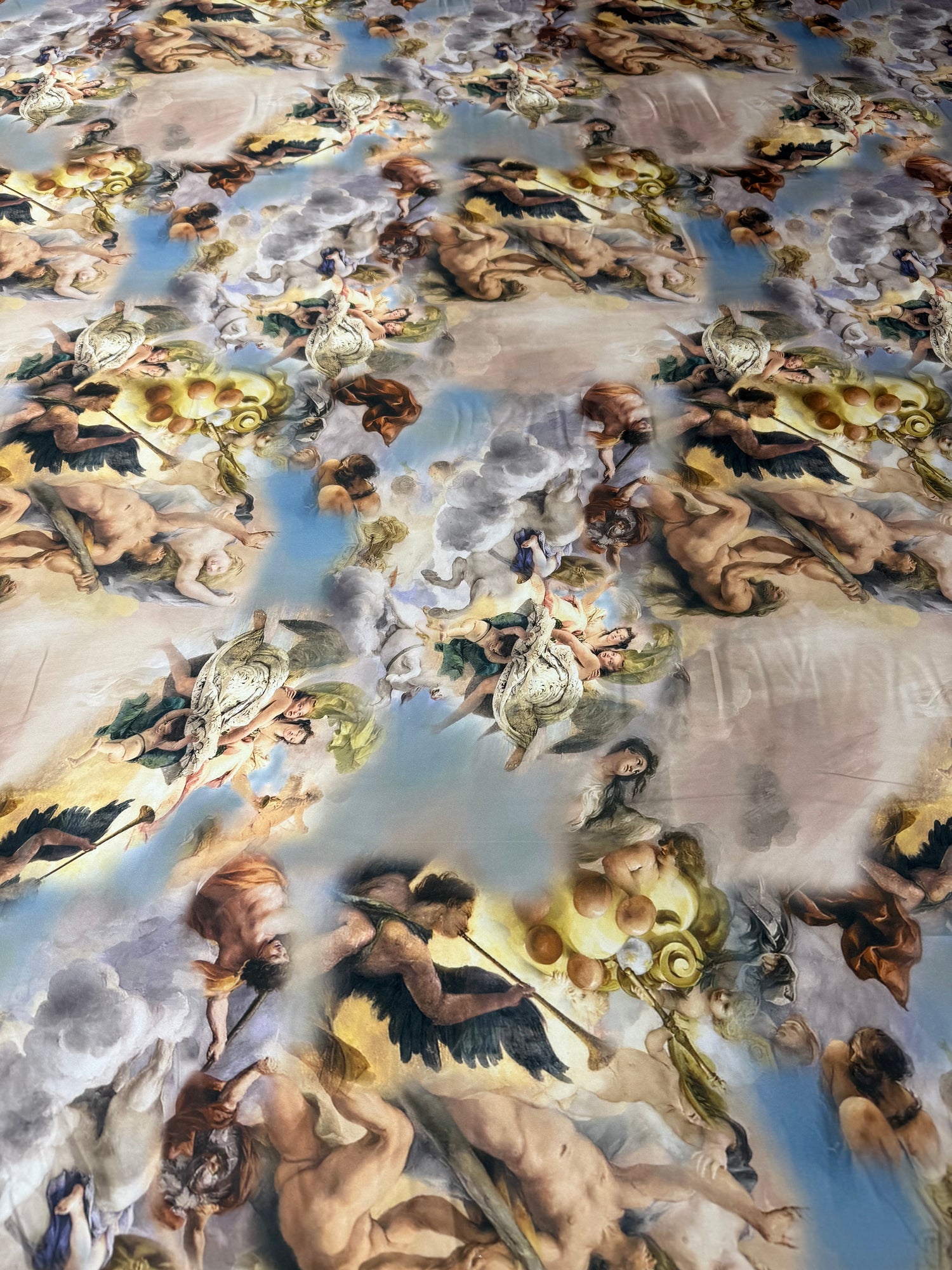 Classic Art Print Satin Fabric by the Metre