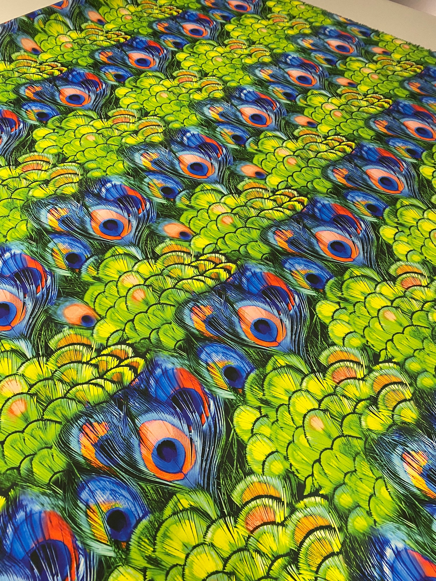 Peacock Feather Chiffon Satin Fabric by the Metre – Elegant