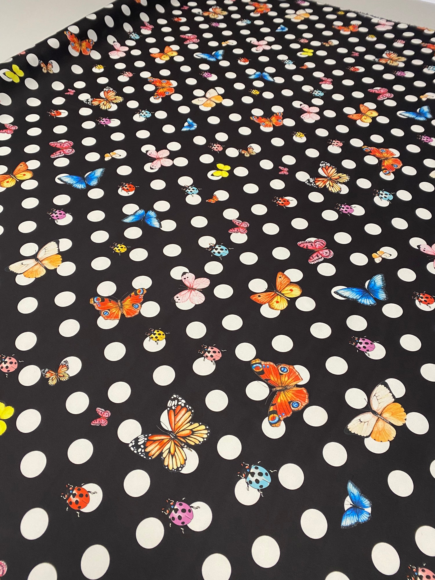 Polka Dot Butterfly Chiffon Satin Fabric by the Metre