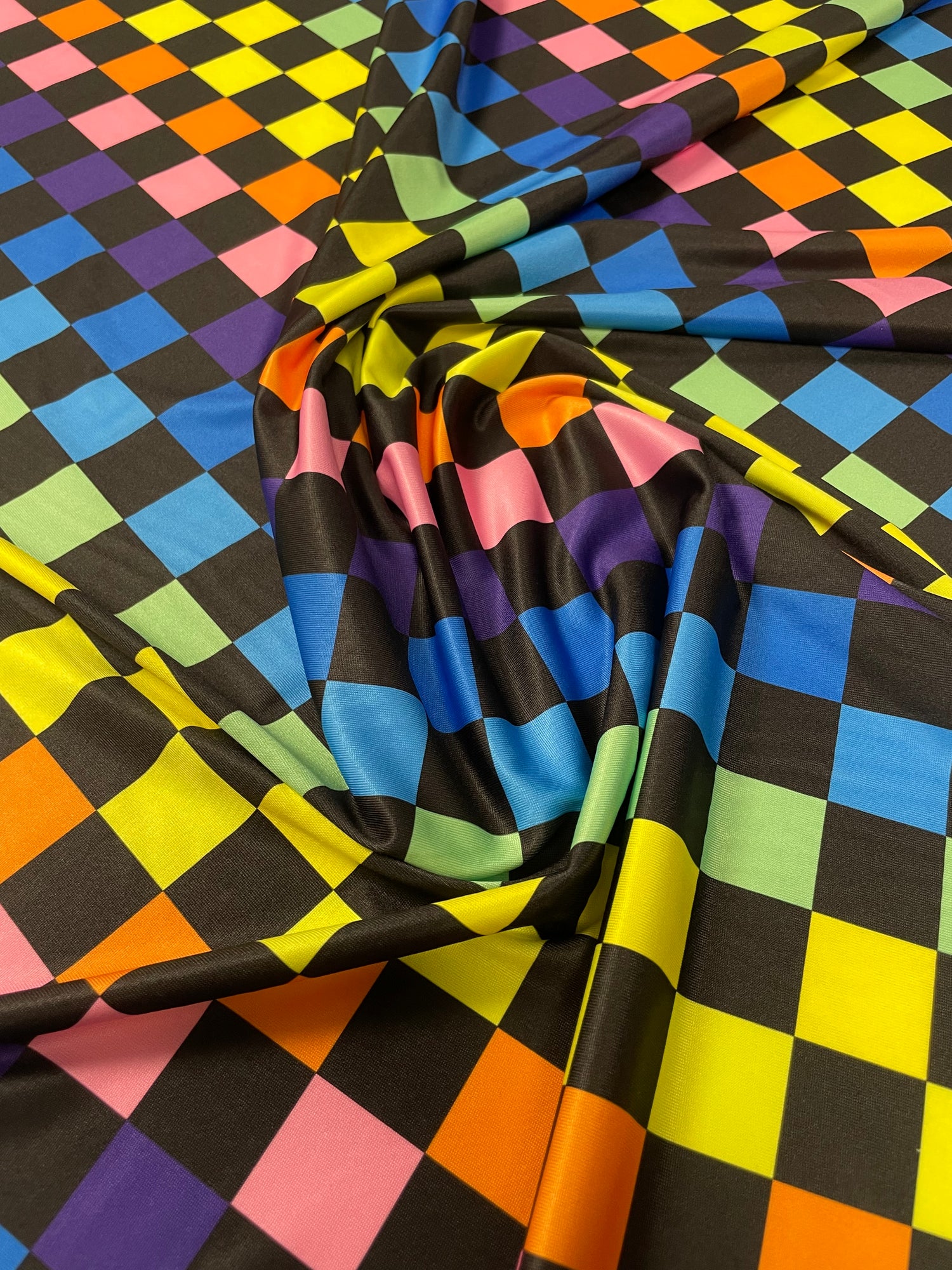 Multicolour Checkered Lycra Stretch Fabric by the Metre
