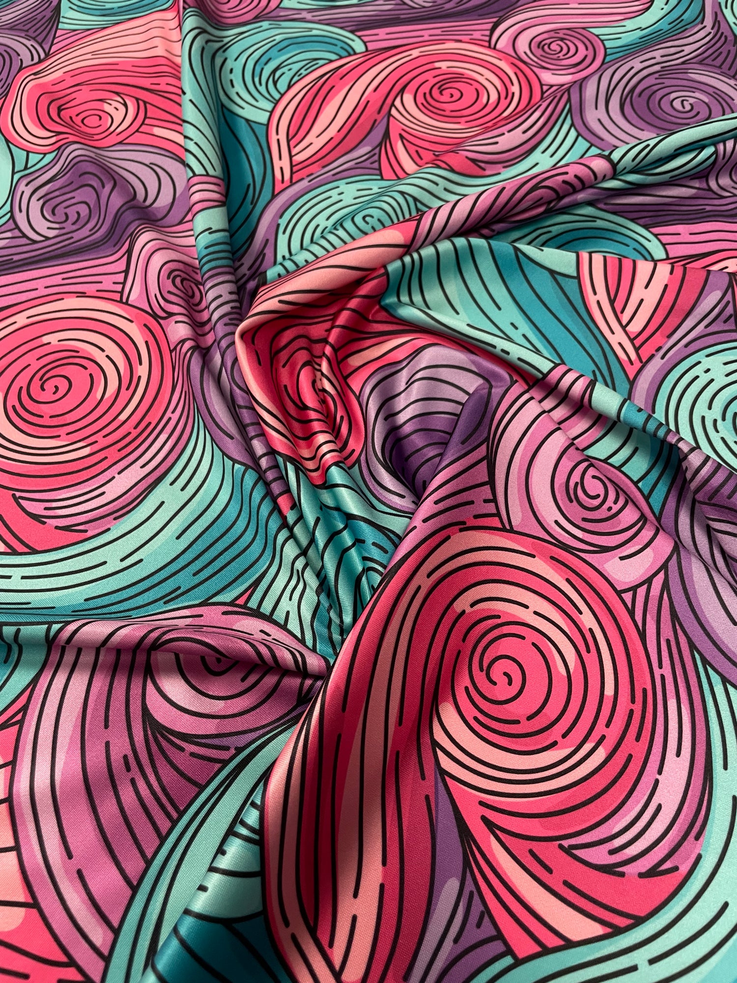 Abstract Print Lycra Stretch Fabric by the Metre