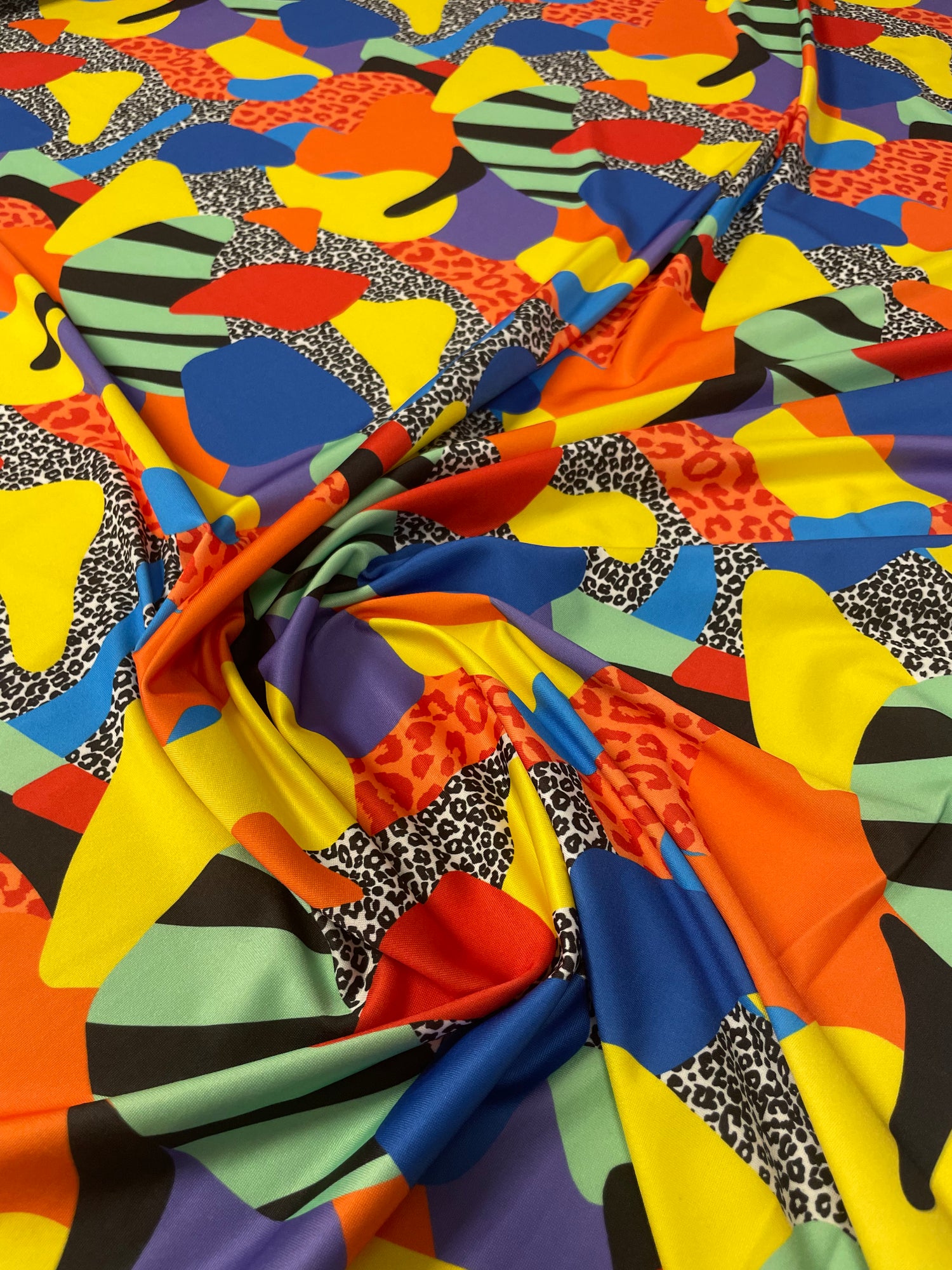 Multicolour Abstract Lycra Stretch Fabric by the Metre
