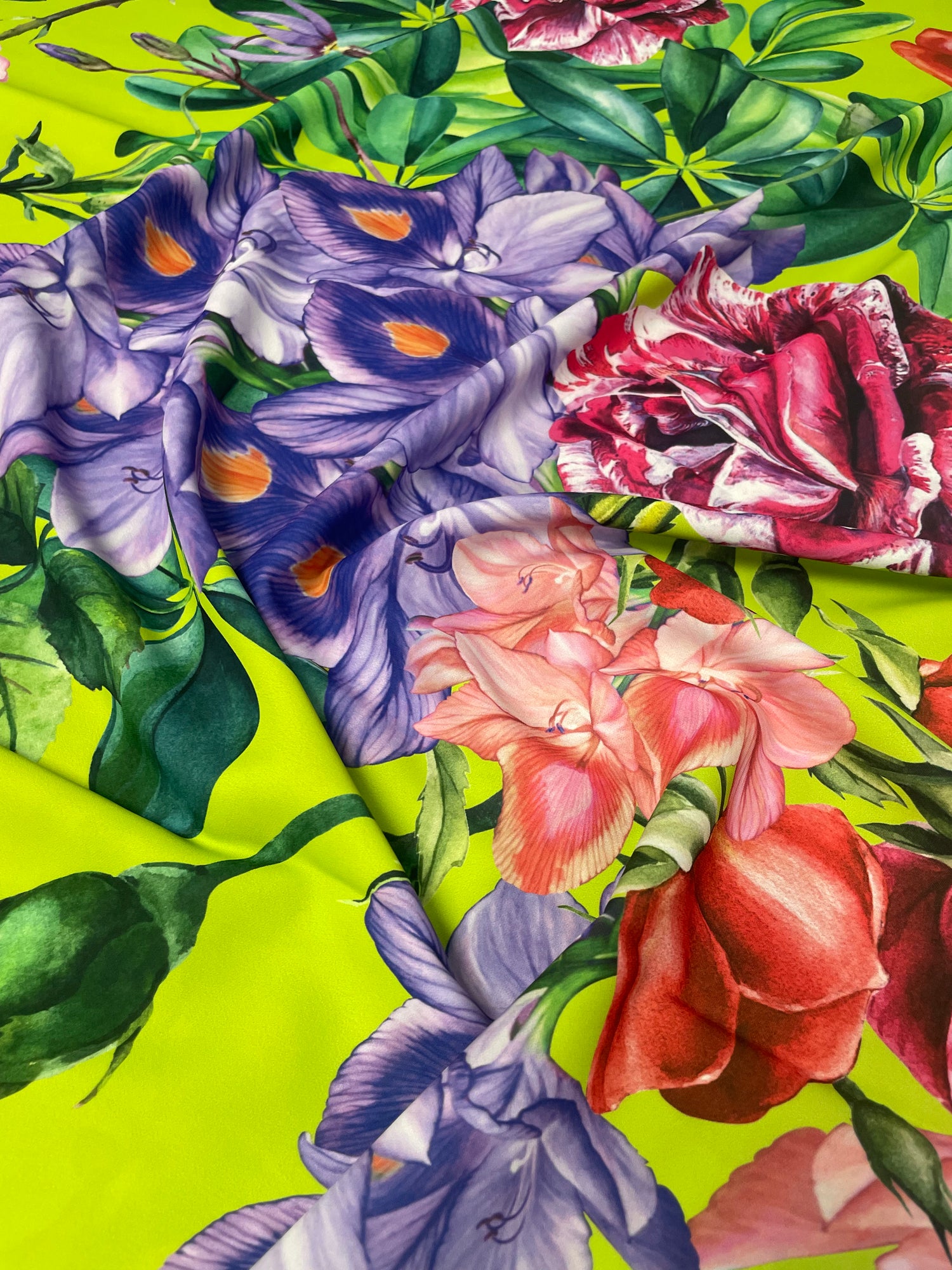 Vibrant Floral Crepe Fabric by the Metre – Soft & Flowing