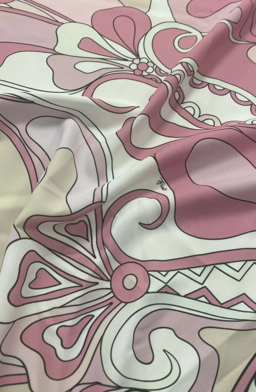 Retro Pink Floral Chiffon Satin Fabric – Soft & Elegant