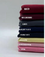 Modal Cupro Fabric by the Metre – Silk-Touch Floss Finish with Elegant Drape color swatches: red, mulberry, grey, light navy, dark navy, yellow, powder pink, pink.
