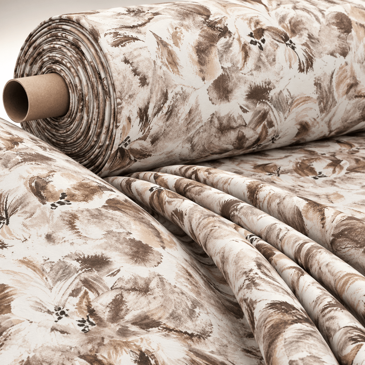 Abstract Brown Floral Fabric by Metre - Whotex Fabrics London