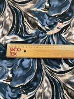 Abstract Feather Pattern Fabric in Black, Beige, and Blue - Whotex Online Fabric Store