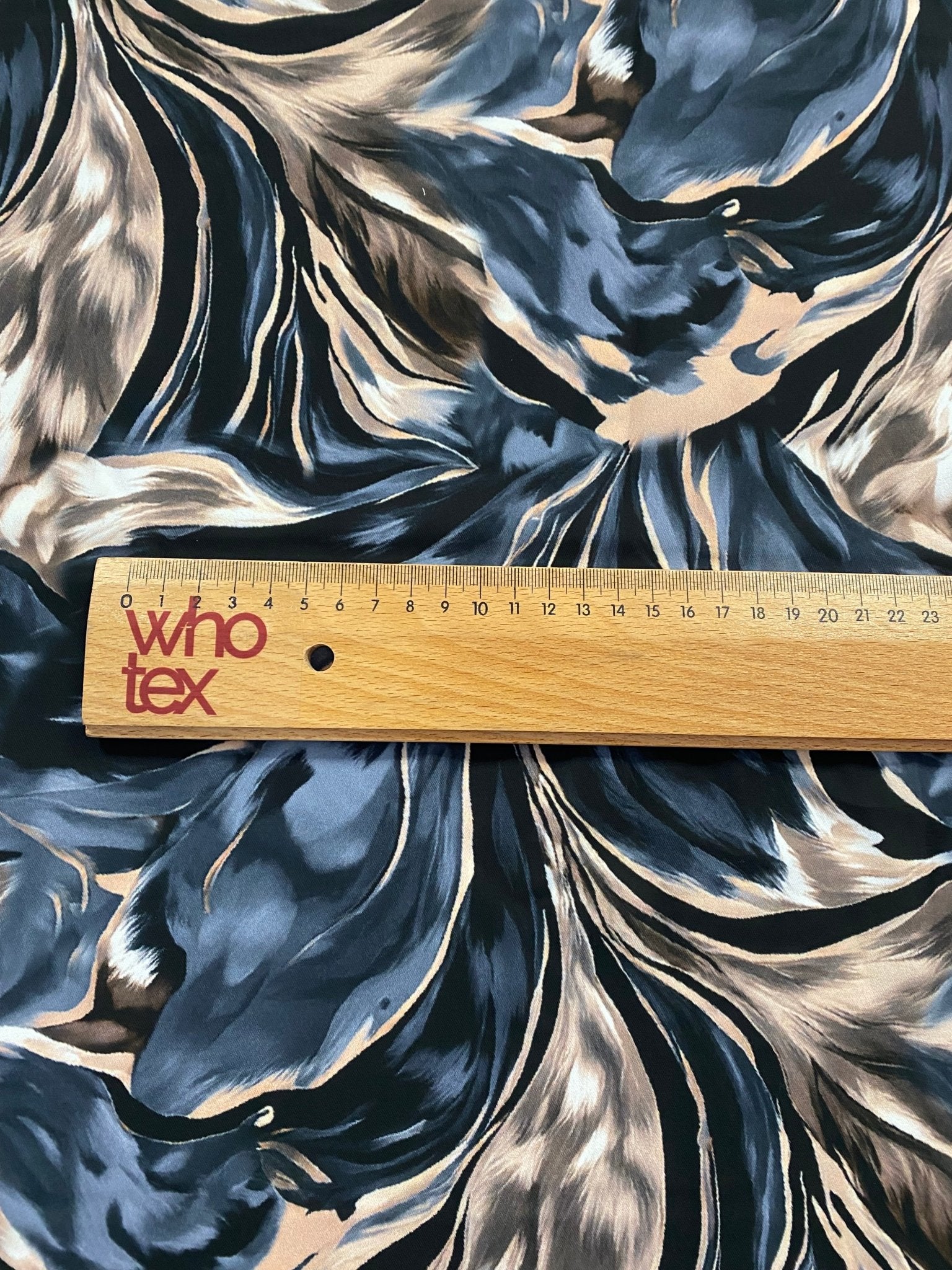 Abstract Feather Pattern Fabric in Black, Beige, and Blue - Whotex Online Fabric Store