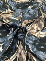 Abstract Feather Pattern Fabric in Black, Beige, and Blue - Whotex Online Fabric Store