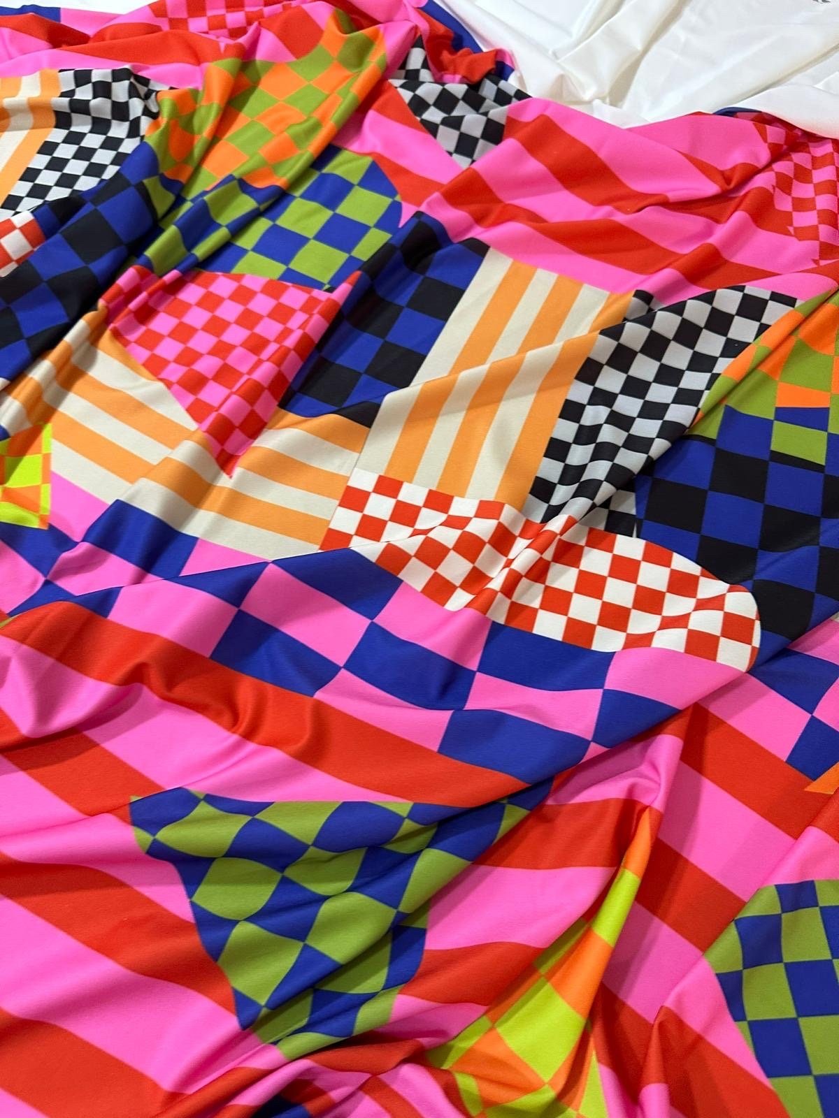 Abstract Geometric Pattern Fabric, Multicolor Fabric By The Yard - Whotex Online Fabric Store