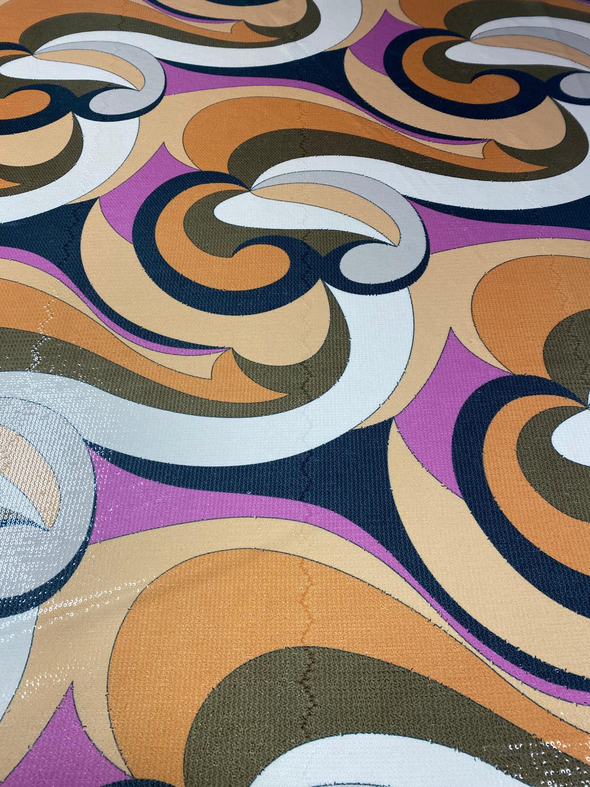 Abstract Geometric Print Sequin Fabric by the Metre - Whotex Fabrics London