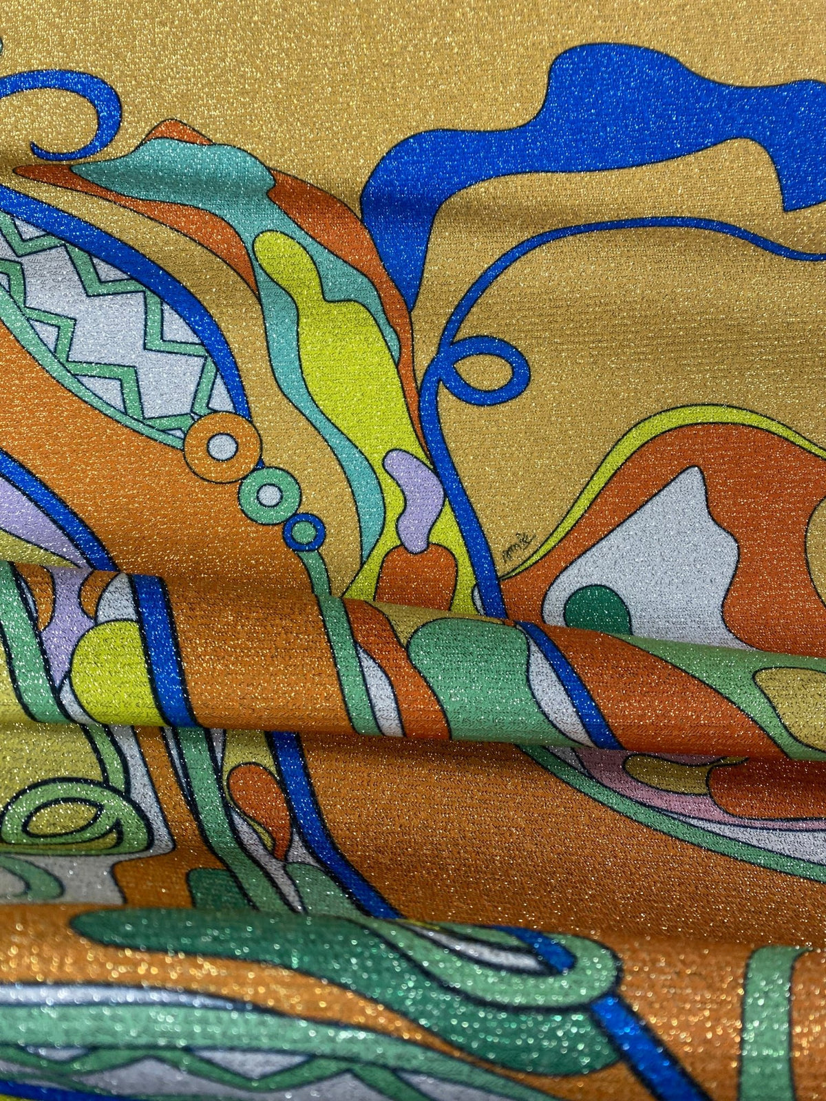 Abstract Paisley Lurex Fabric by the Metre - Whotex Fabrics London