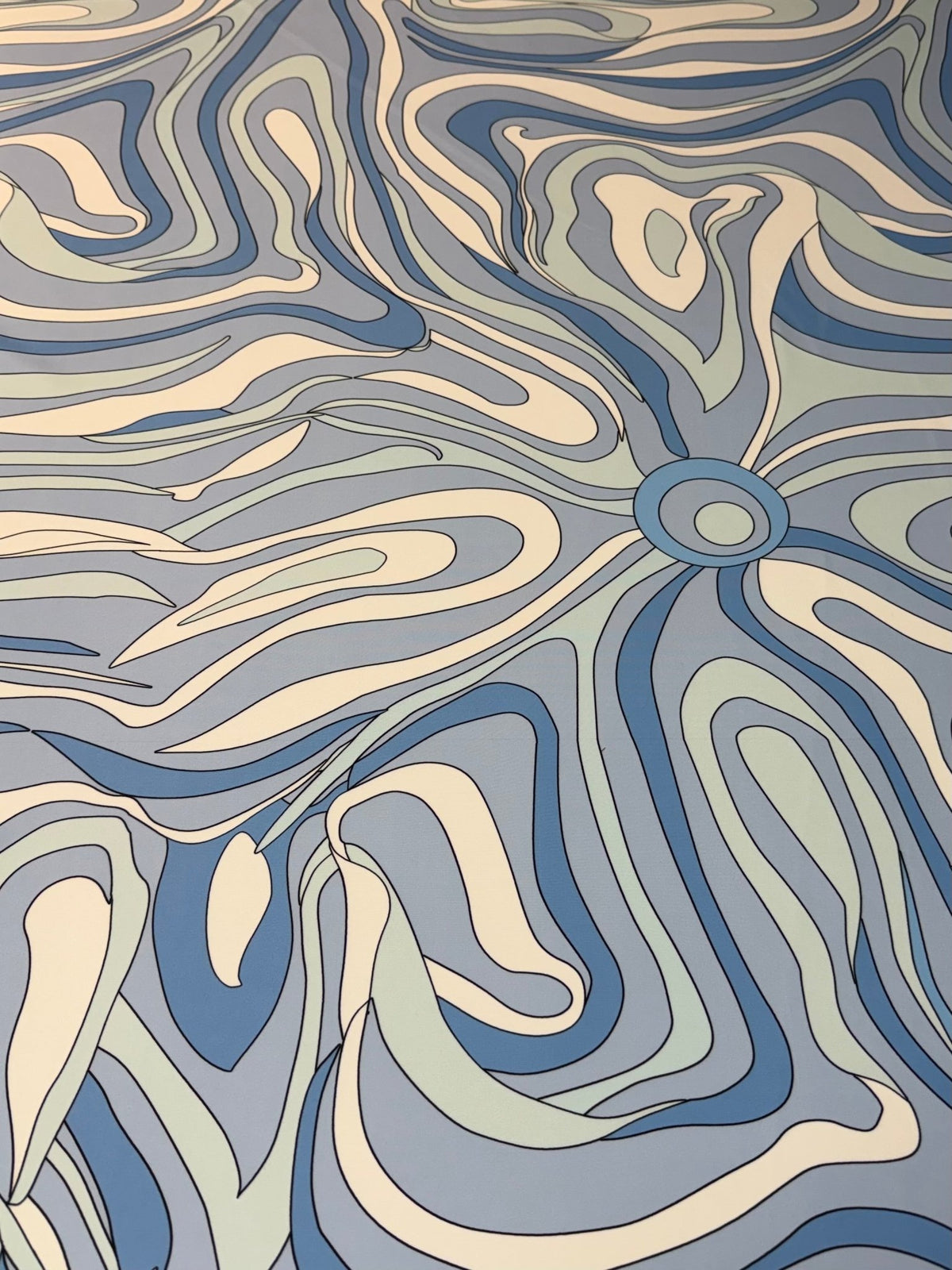 Abstract Pattern Blue and Grey Stretch Scuba Fabric by the Metre - Whotex Fabrics London
