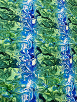 Abstract Pattern Fabric, Blue and Green Waves Fabric By The Yard - Whotex Online Fabric Store