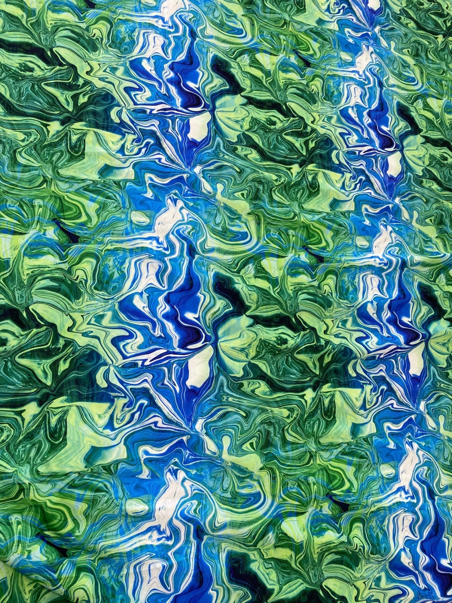 Abstract Pattern Fabric, Blue and Green Waves Fabric By The Yard - Whotex Online Fabric Store