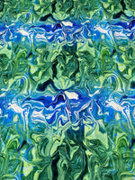 Abstract Pattern Fabric, Blue and Green Waves Fabric By The Yard - Whotex Online Fabric Store
