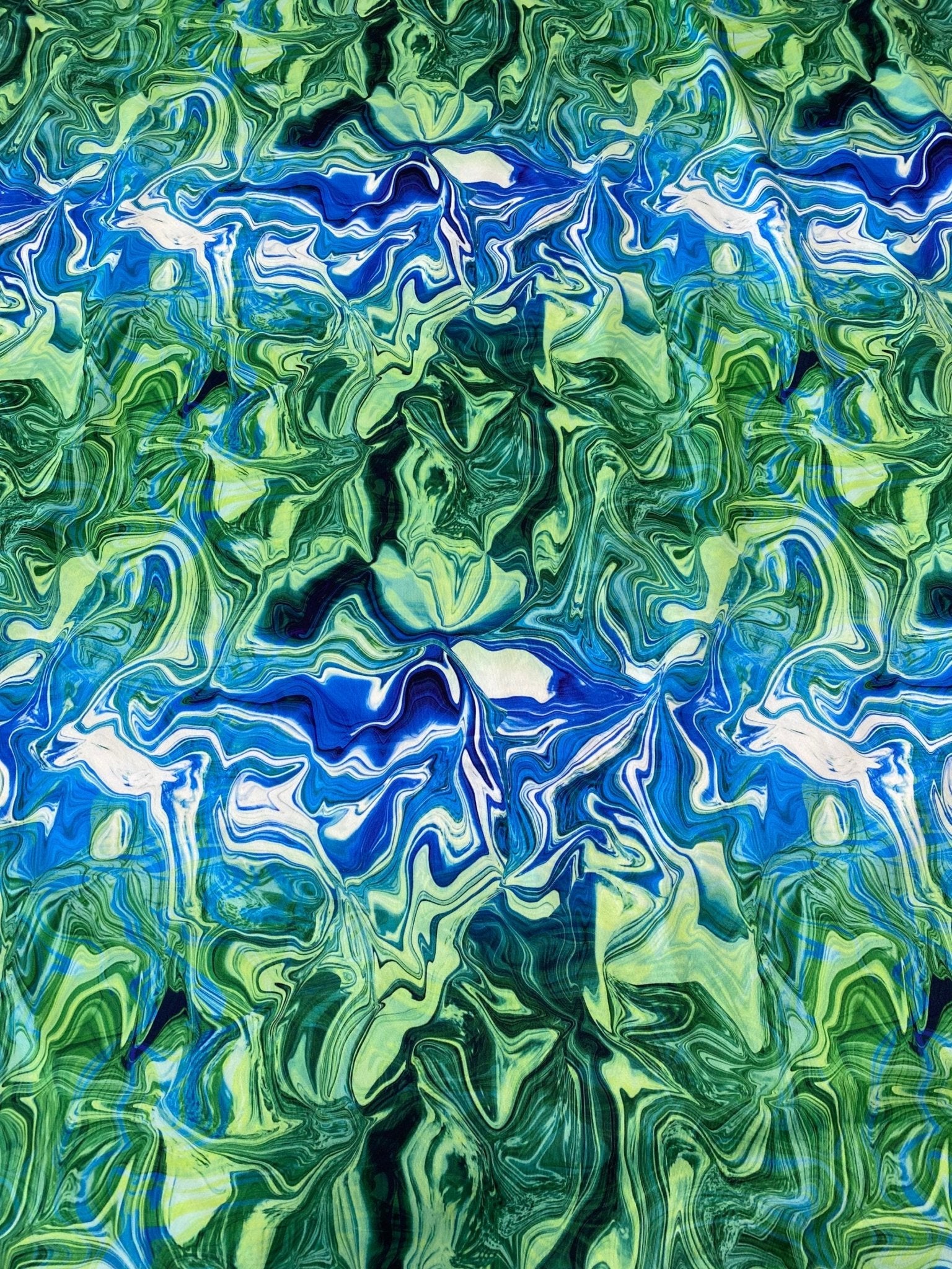 Abstract Pattern Fabric, Blue and Green Waves Fabric By The Yard - Whotex Online Fabric Store