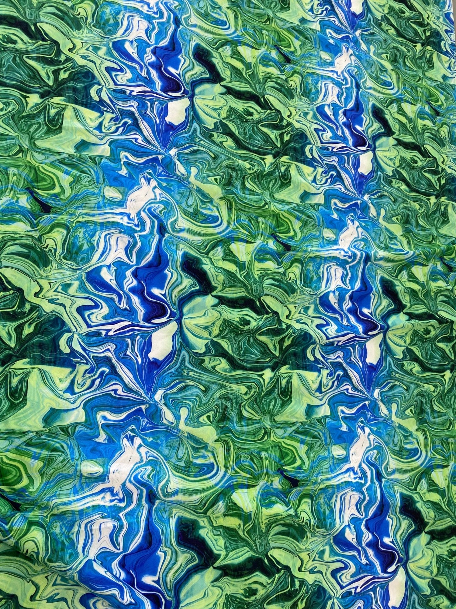 Abstract Pattern Fabric, Blue and Green Waves Fabric By The Yard - Whotex Online Fabric Store