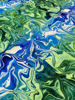 Abstract Pattern Fabric, Blue and Green Waves Fabric By The Yard - Whotex Online Fabric Store