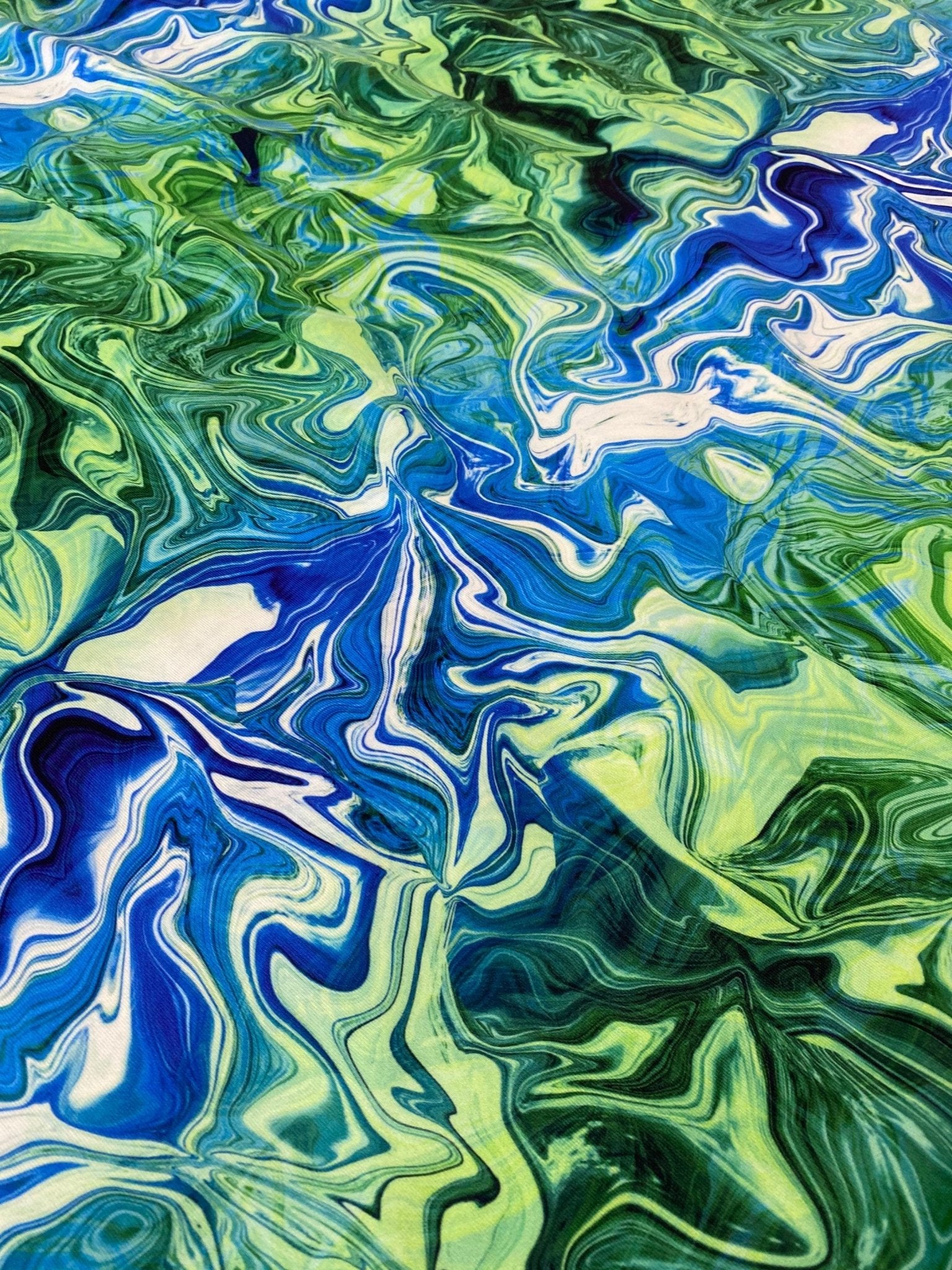 Abstract Pattern Fabric, Blue and Green Waves Fabric By The Yard - Whotex Online Fabric Store