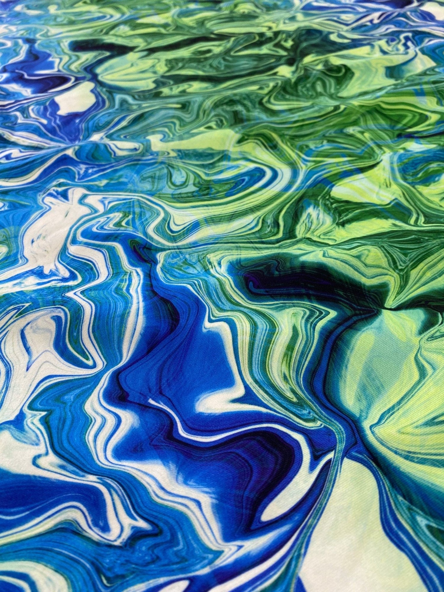 Abstract Pattern Fabric, Blue and Green Waves Fabric By The Yard - Whotex Online Fabric Store
