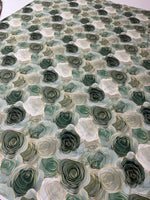 Abstract Pattern Fabric, White And Green Roses Fabric By The Yard - Whotex Online Fabric Store