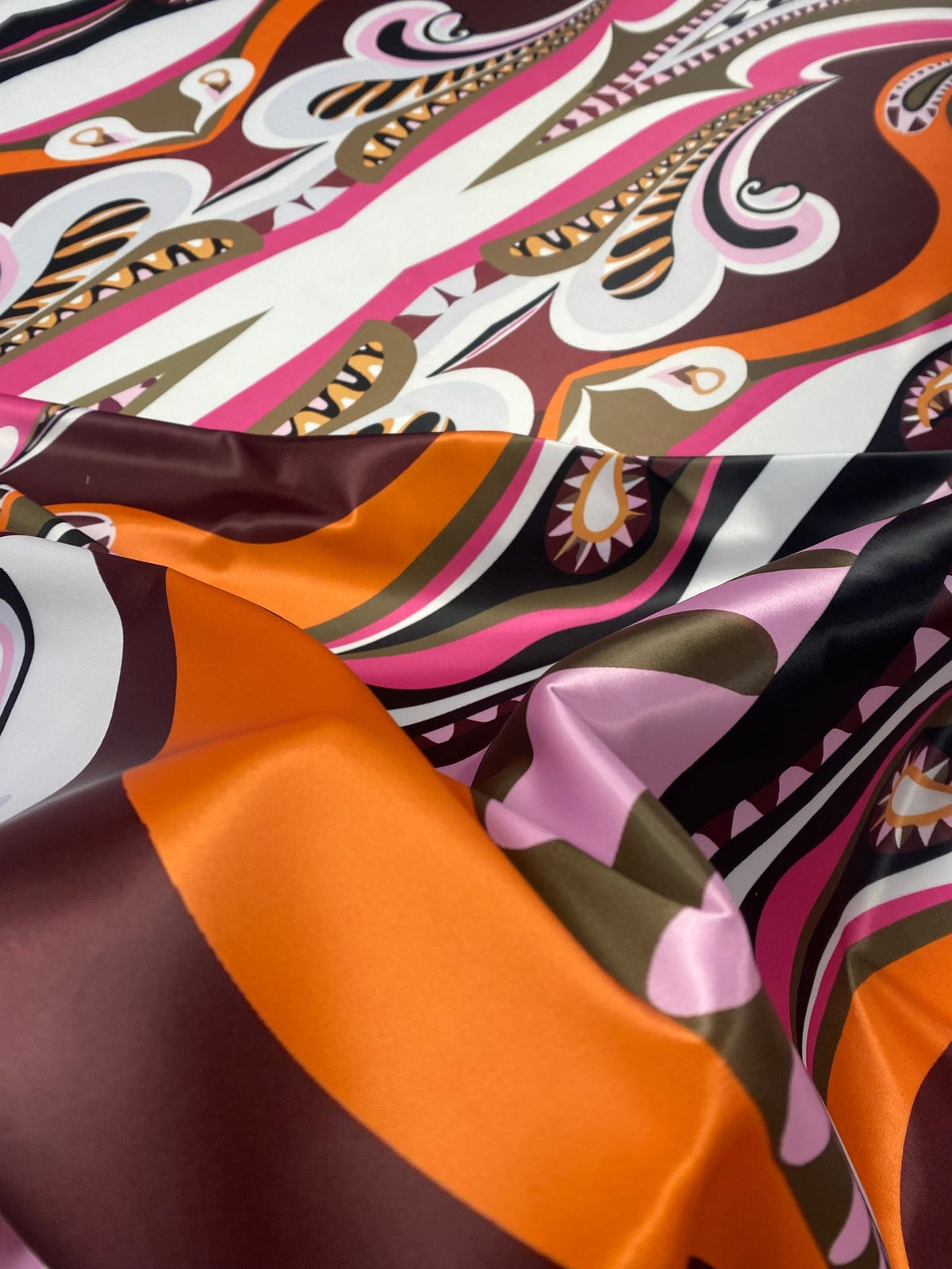 Abstract Retro Fabric – Pink, Orange & Brown Design - Whotex Fabrics London