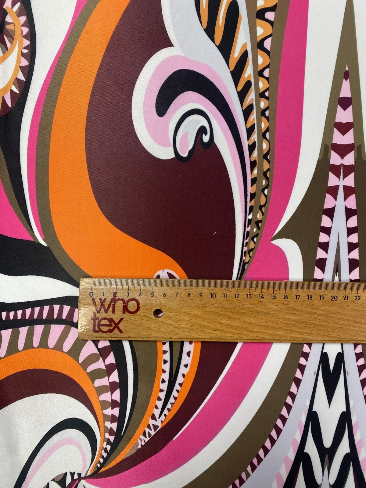 Abstract Retro Fabric – Pink, Orange & Brown Design - Whotex Fabrics London