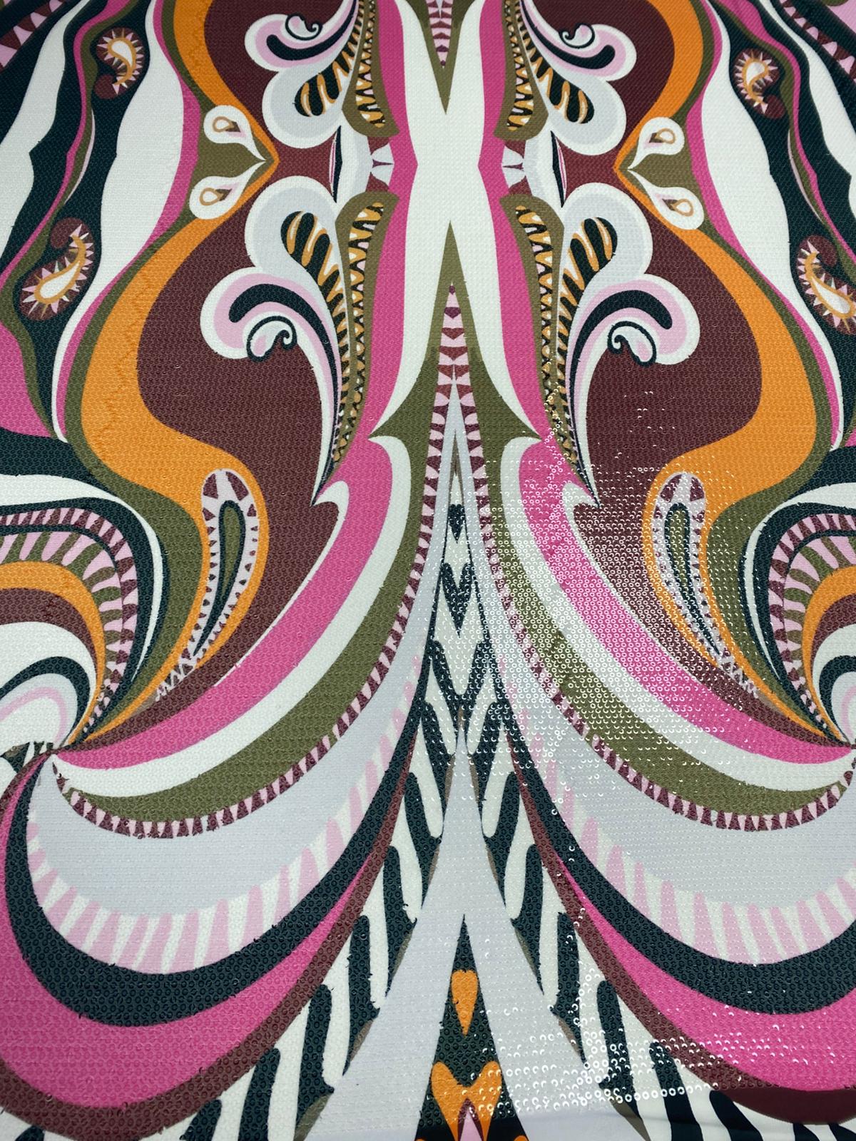Abstract Retro Sequin Fabric by the Metre - Whotex Fabrics London