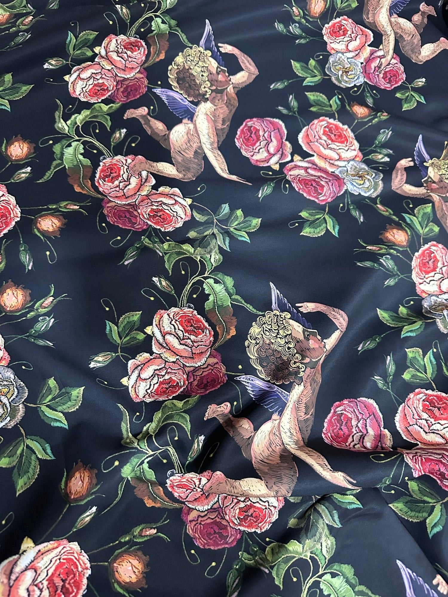 Angel Print Fabric, Floral Pattern Fabric By The Yard - Whotex Online Fabric Store