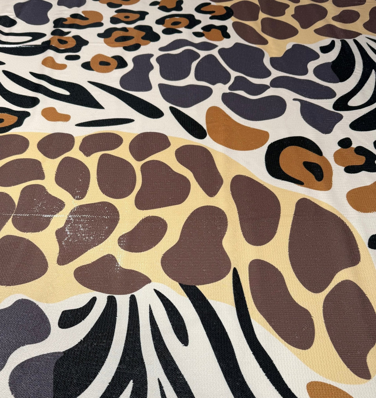 Animal Print Sequin Fabric by the Metre - Whotex Fabrics London