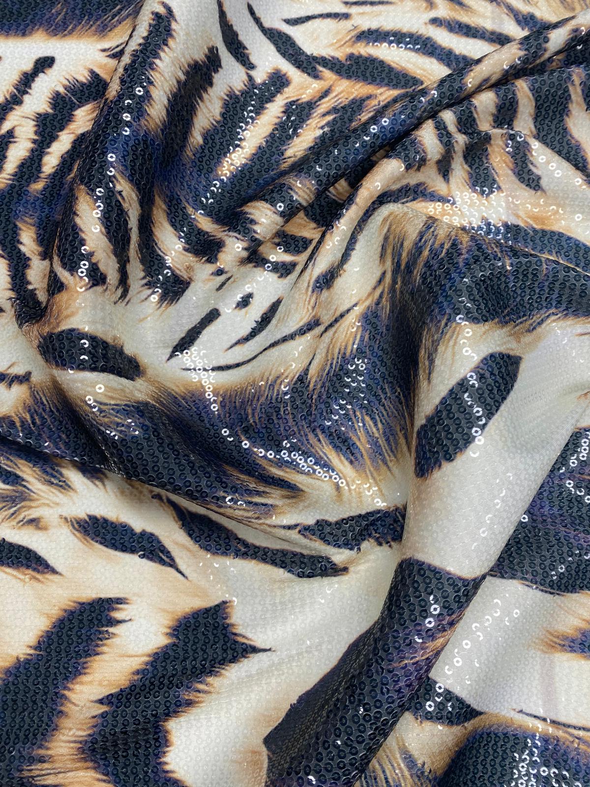Animal Print Sequin Fabric by the Metre - Whotex Fabrics London