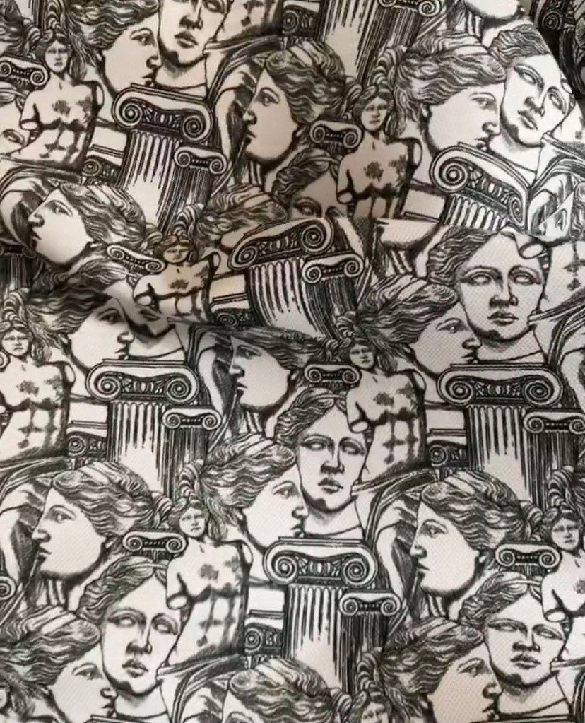 Antik Greek Print Fabric, Gray Color Fabric By The Yard - Whotex Online Fabric Store