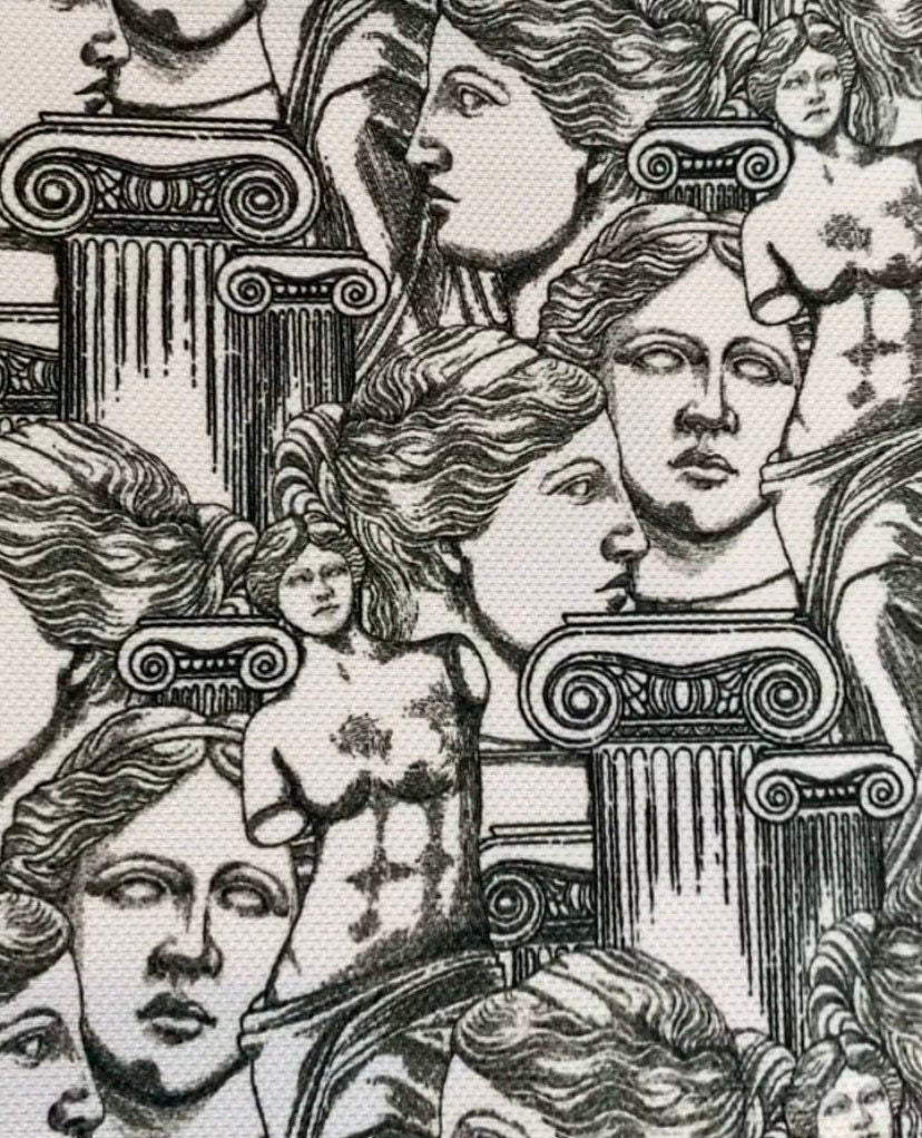 Antik Greek Print Fabric, Gray Color Fabric By The Yard - Whotex Online Fabric Store