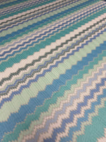 Aqua Blue and Mint Green Zigzag Pattern Woven Fabric - Whotex Online Fabric Store