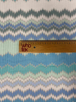 Aqua Blue and Mint Green Zigzag Pattern Woven Fabric - Whotex Online Fabric Store