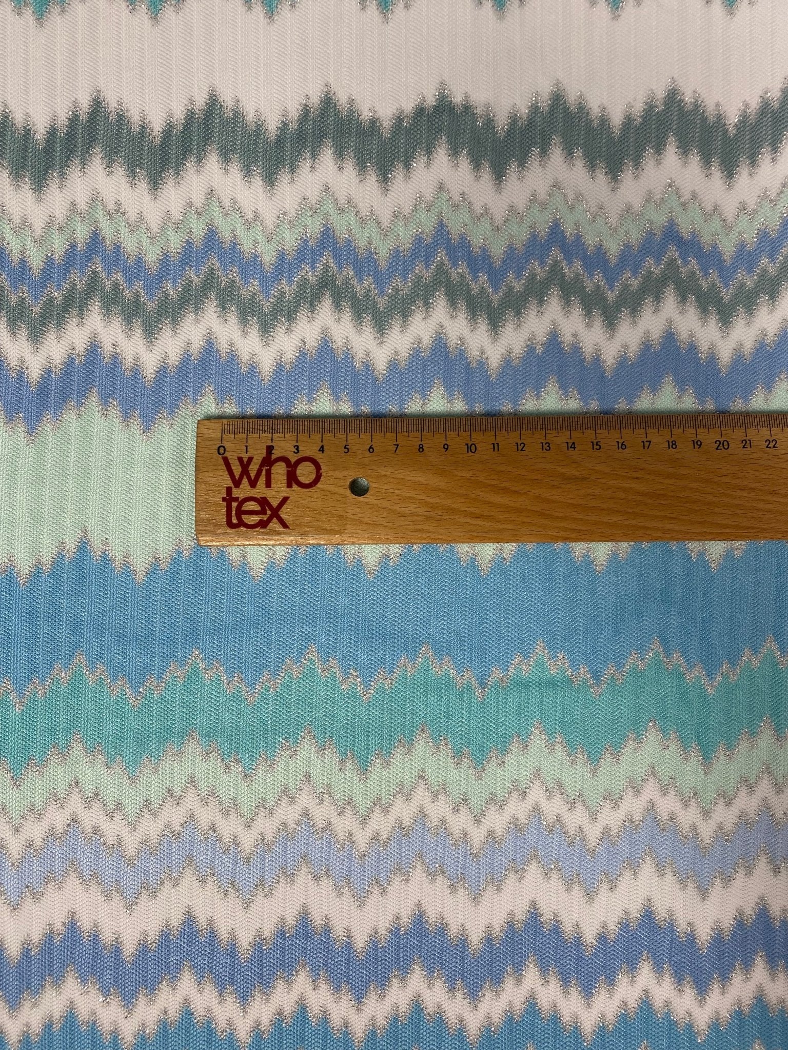 Aqua Blue and Mint Green Zigzag Pattern Woven Fabric - Whotex Online Fabric Store