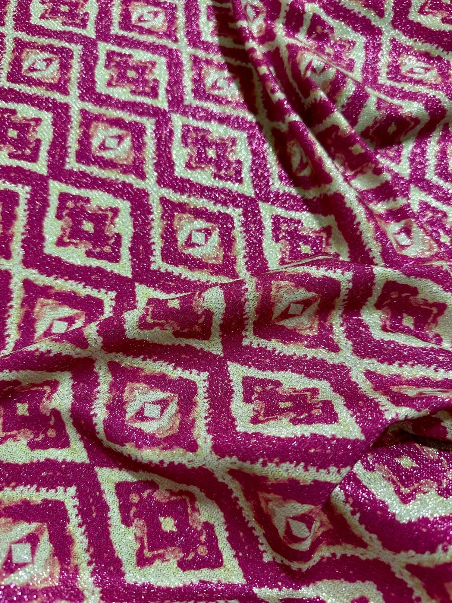 Aztec Pattern Knit Fabric, Lurex Fabric, 4 - Way Stretch - Whotex Online Fabric Store