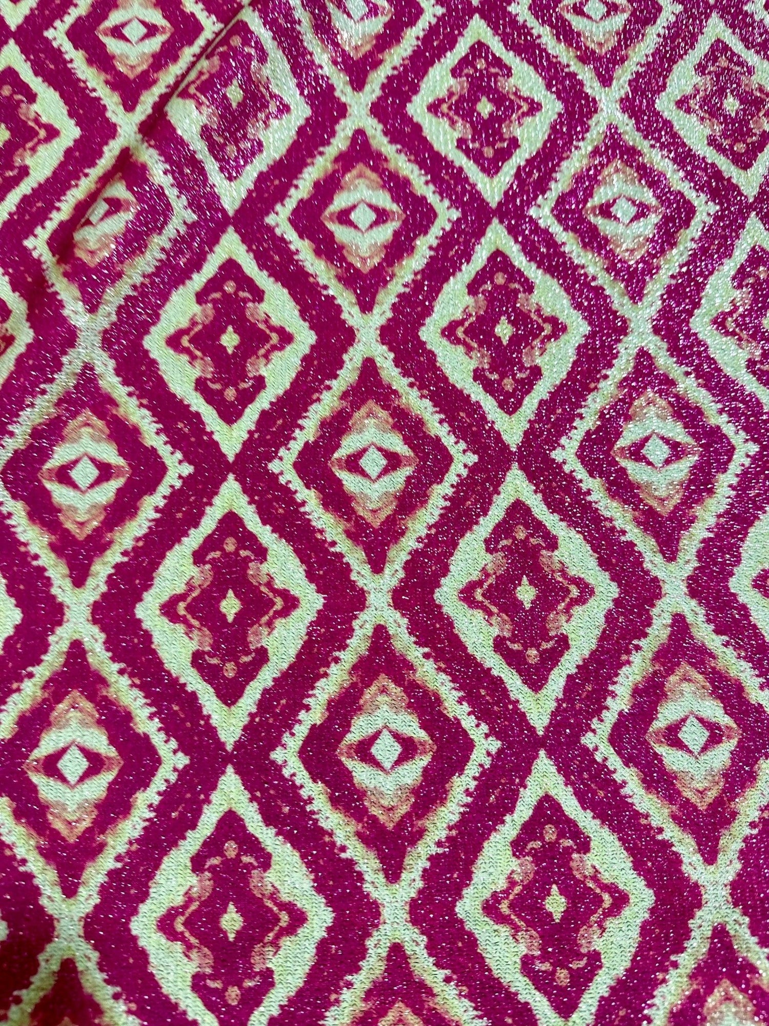 Aztec Pattern Knit Fabric, Lurex Fabric, 4 - Way Stretch - Whotex Online Fabric Store